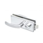 Glass Mounted Latch with Lock, Thumbturn and Lever Handles-PS